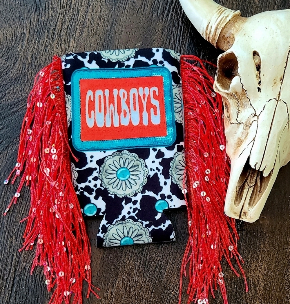 Cowboys Red Fringe Koozie